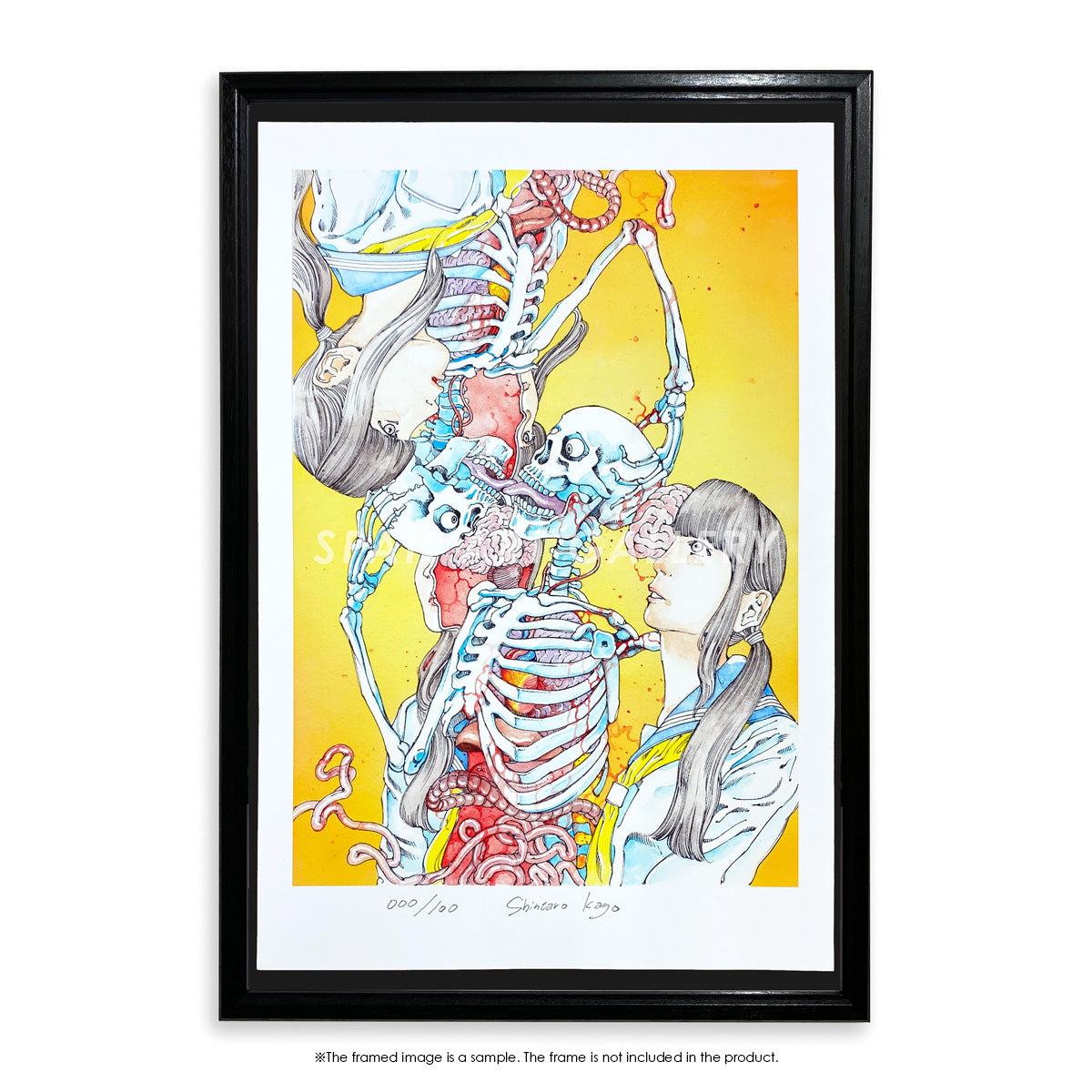 Reproductions of original drawing "No.2「骸骨接吻1」" by Shintaro Kago