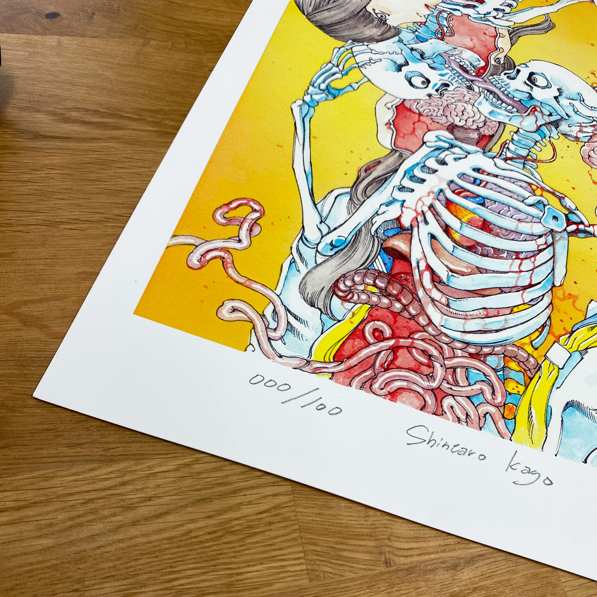 Reproductions of original drawing "No.2「骸骨接吻1」" by Shintaro Kago