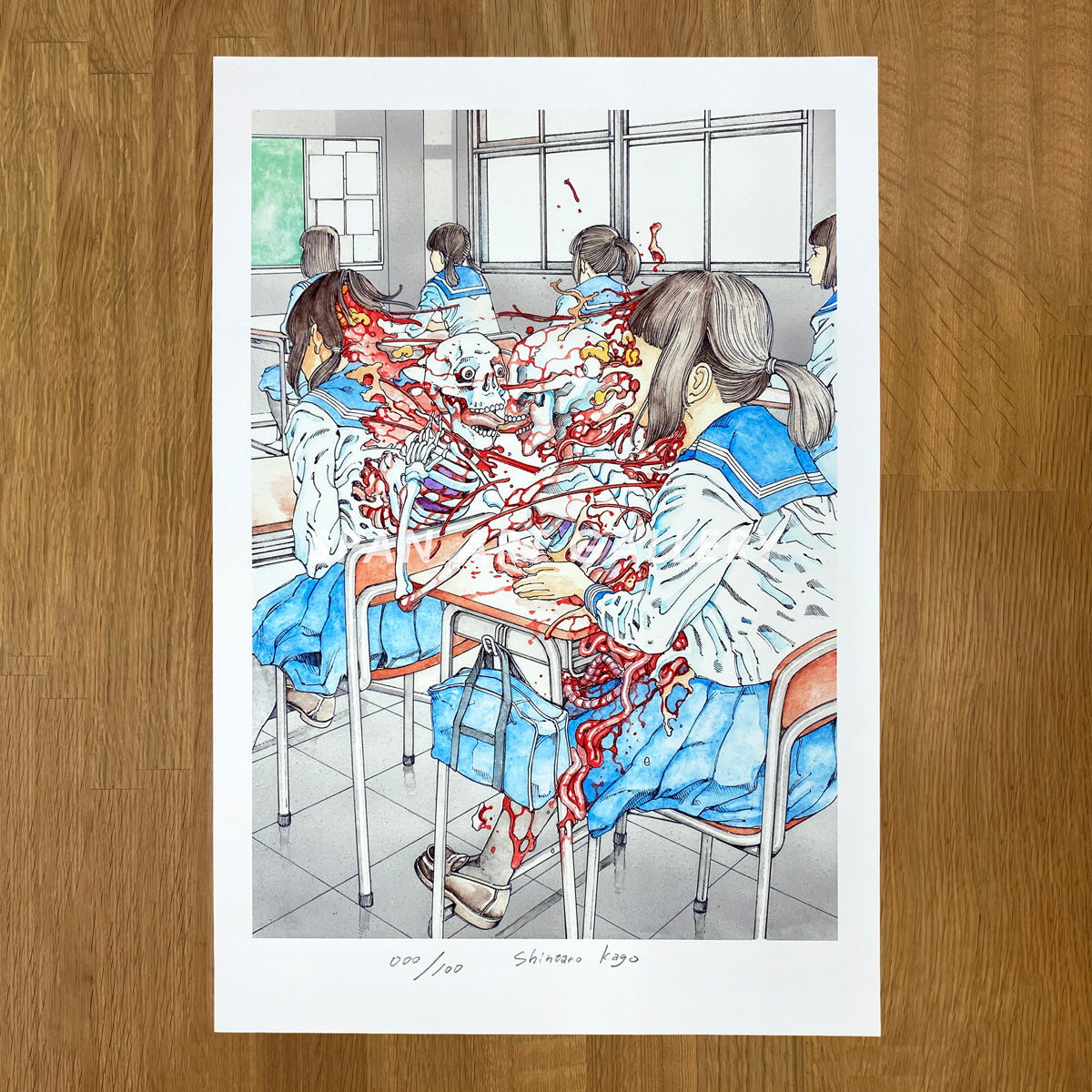 Reproductions of original drawing "No.3「骸骨接吻3」" by Shintaro Kago