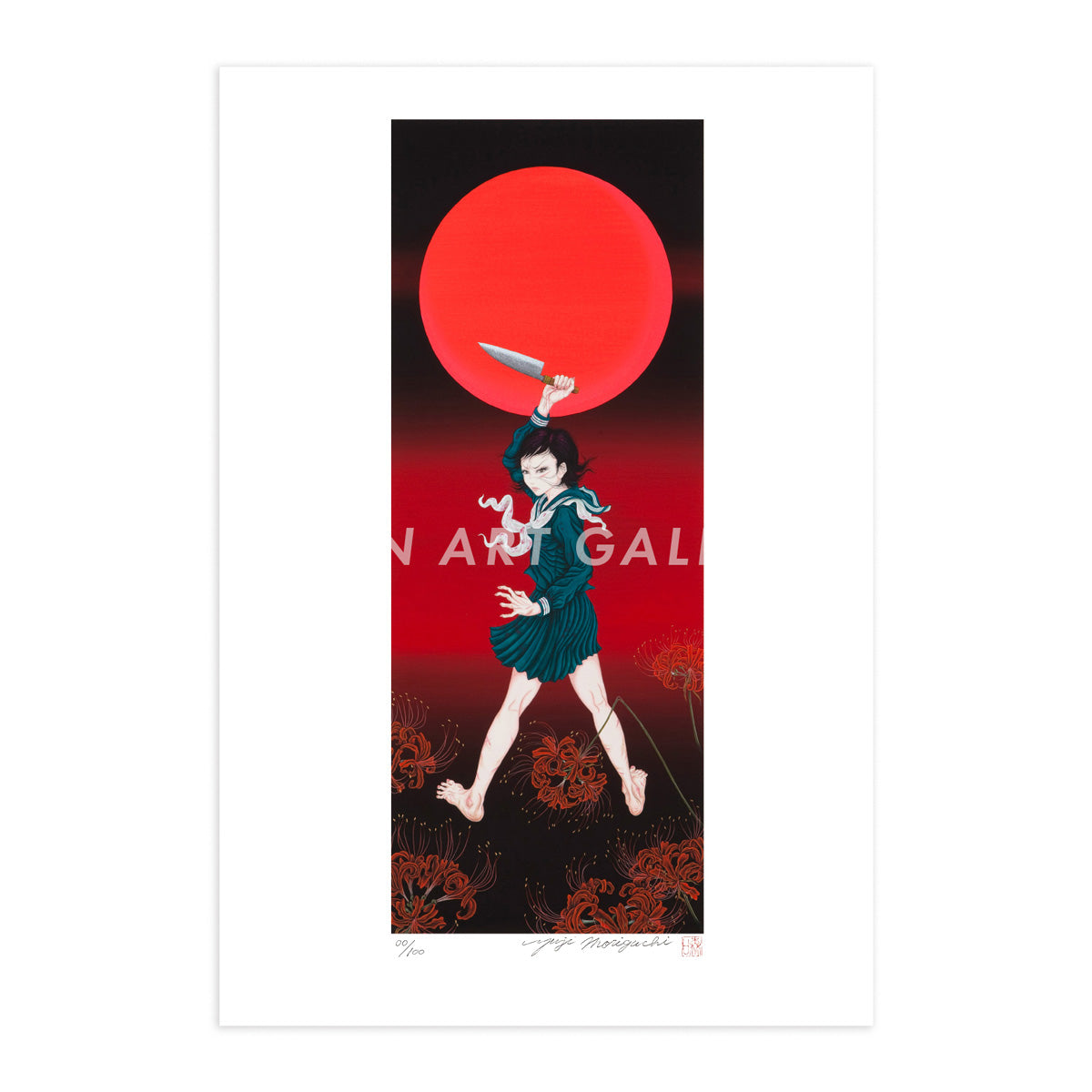 Reproductions of original drawing "No.3 Red moon" by Yuji Moriguchi