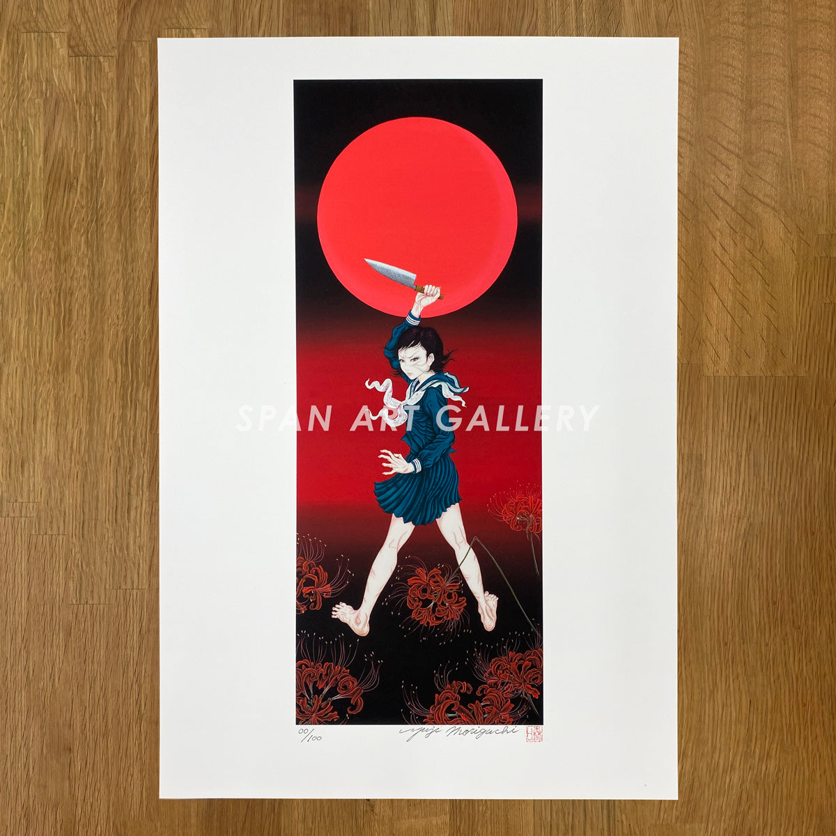 Reproductions of original drawing "No.3 Red moon" by Yuji Moriguchi